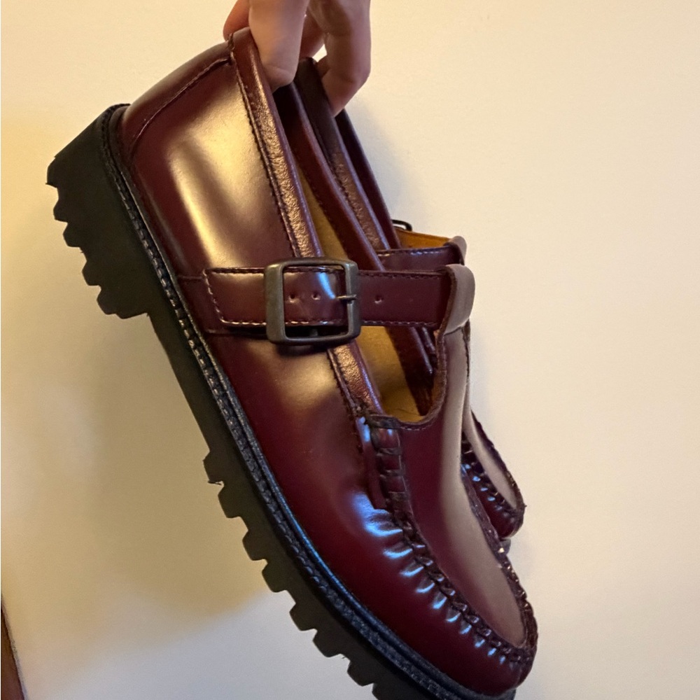G.H. Bass x Madewell Burgundy Leather T-Strap Loafers - Picture 2 of 3